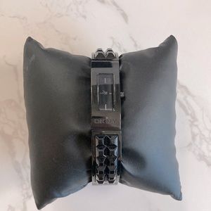 DKNY black rhinestone watch